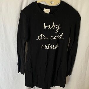 Kate Spade: Black Long Sleeve Pajama Dress- “Baby It’s Cold Outside”- S